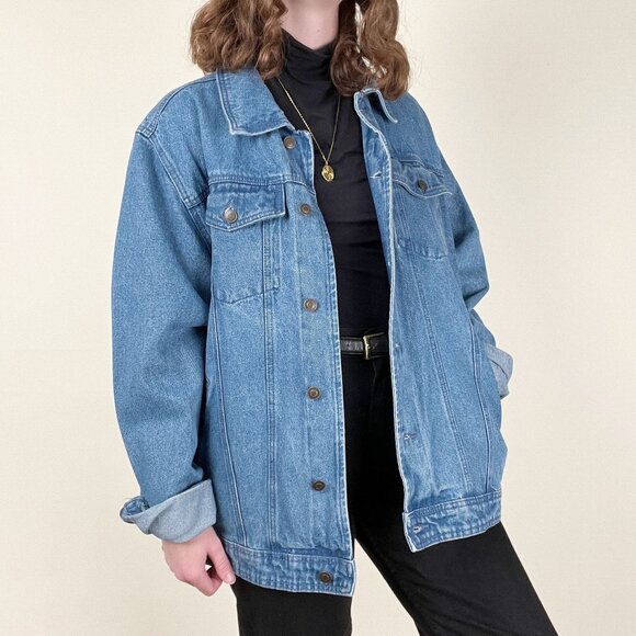 Vintage Wrangler Oversized Denim Jean Jacket Coat Relaxed Fit Lightweight Casual - Picture 3 of 9